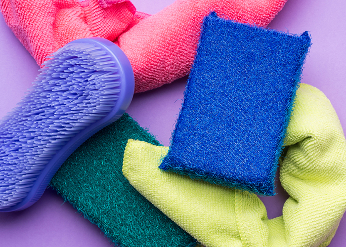 abstract background with cleaning cloths, sponges